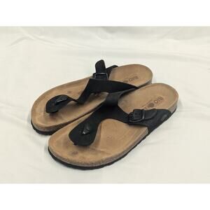 Bio Bio Sandals Womens Size 40 EU US 9 Shoes Flats Buckle Black Made In Spain